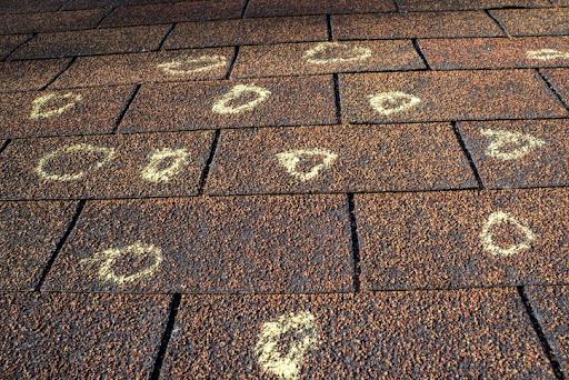 hail damage outlines on roof