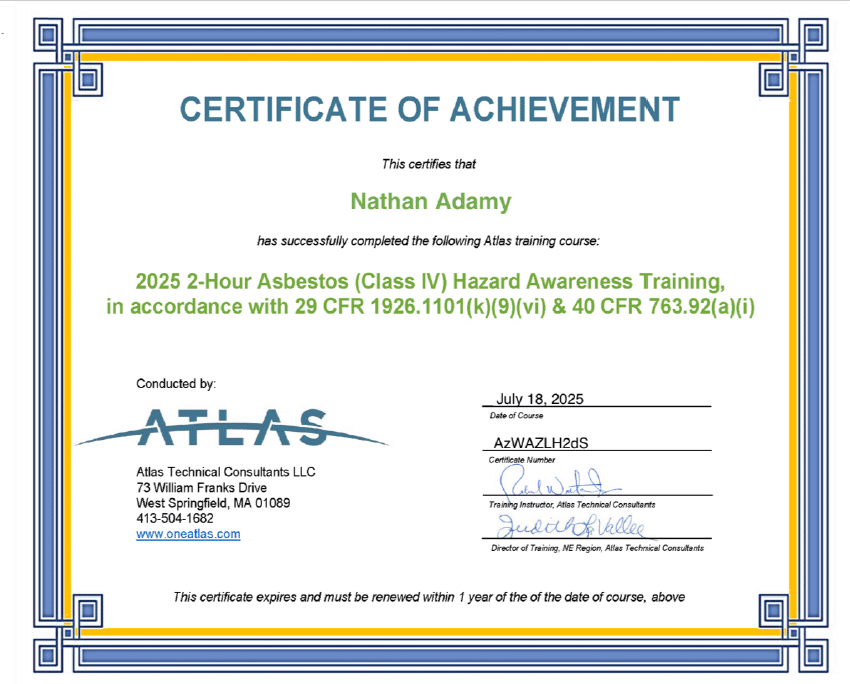 asbestos certification