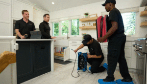 DRYmedic team working on restoration in a kitchen